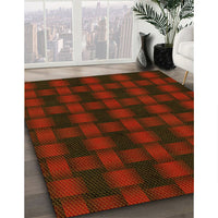 Patterned Saffron Red Rug, pat3734yw