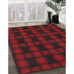 Patterned Brown Red Novelty Rug in Family Room, pat3734
