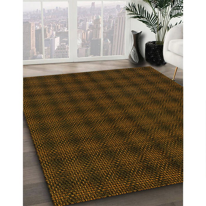 Patterned Saddle Brown Rug in Family Room, pat3736yw