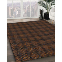Patterned Chestnut Brown Novelty Rug, pat3736