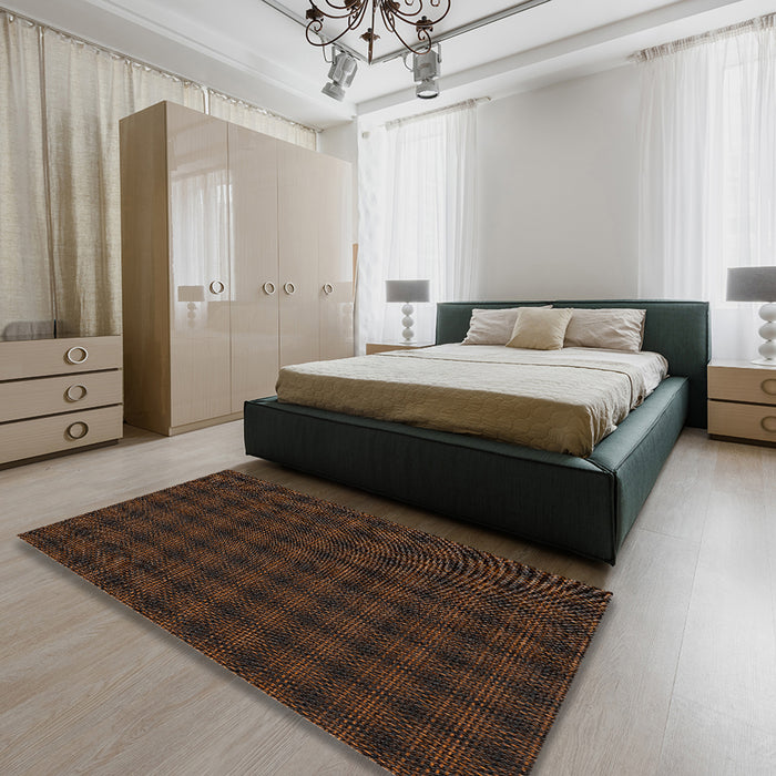Machine Washable Transitional Chestnut Brown Rug in a Bedroom, wshpat3736