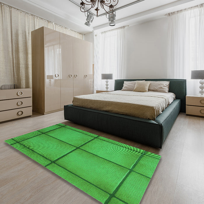 Round Machine Washable Transitional Lime Green Rug in a Office, wshpat3737grn