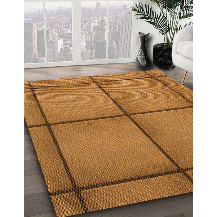 Patterned Mahogany Brown Rug in Family Room, pat3737org