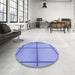 Round Patterned Sky Blue Rug in a Office, pat3738blu