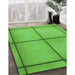 Machine Washable Transitional Emerald Green Rug in a Family Room, wshpat3738grn