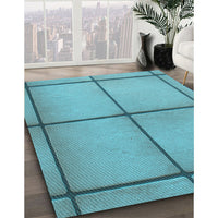 Patterned Bright Turquoise Blue Rug, pat3738lblu