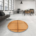 Round Patterned Orange Rug in a Office, pat3738org