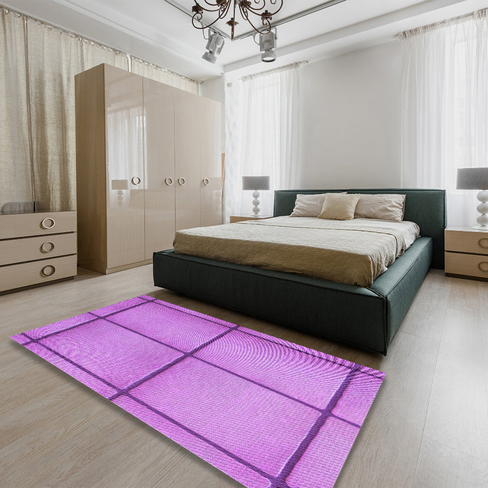 Patterned Violet Purple Rug in a Bedroom, pat3738pur
