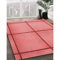 Patterned Fire Red Rug, pat3738rd