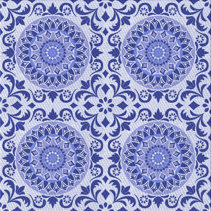 Round Patterned Ocean Blue Rug, pat3739blu