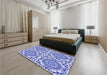 Patterned Ocean Blue Rug in a Bedroom, pat3739blu