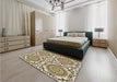 Patterned Khaki Gold Rug in a Bedroom, pat3739brn