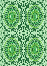 Machine Washable Transitional Light Green Rug, wshpat3739grn