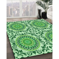 Patterned Light Green Rug, pat3739grn