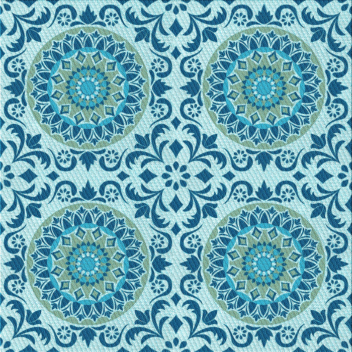 Round Patterned Bright Navy Blue Rug, pat3739lblu