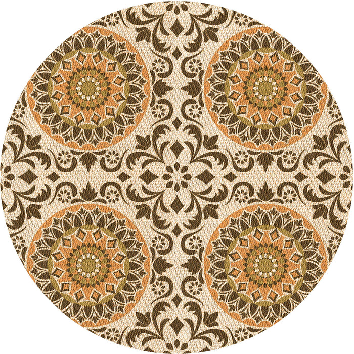 Square Patterned Saddle Brown Rug, pat3739org