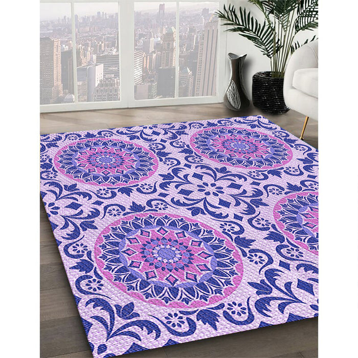Machine Washable Transitional Mauve Purple Rug in a Family Room, wshpat3739pur