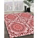 Patterned Red Rug in Family Room, pat3739rd