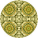 Square Patterned Olive Green Rug, pat3739yw