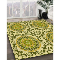 Patterned Olive Green Rug, pat3739yw