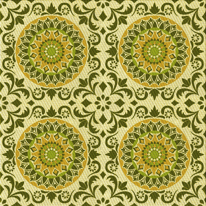 Round Patterned Olive Green Rug, pat3739yw