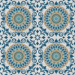 Square Patterned Blue Novelty Rug, pat3739