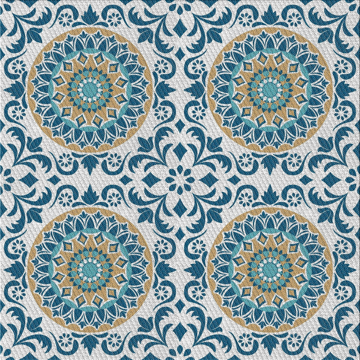 Square Patterned Blue Novelty Rug, pat3739