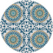 Sideview of Patterned Blue Novelty Rug, pat3739