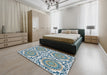 Patterned Blue Novelty Rug in a Bedroom, pat3739