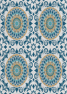 Machine Washable Transitional Gulf Blue Rug, wshpat3739