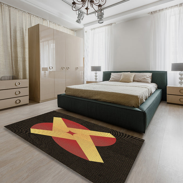 Patterned Light Brown Rug in a Bedroom, pat374brn