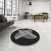 Round Patterned Midnight Gray Rug in a Office, pat374gry