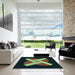 Square Patterned Forest Green Rug in a Living Room, pat374lblu