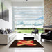 Square Patterned Dark Bisque Brown Rug in a Living Room, pat374org