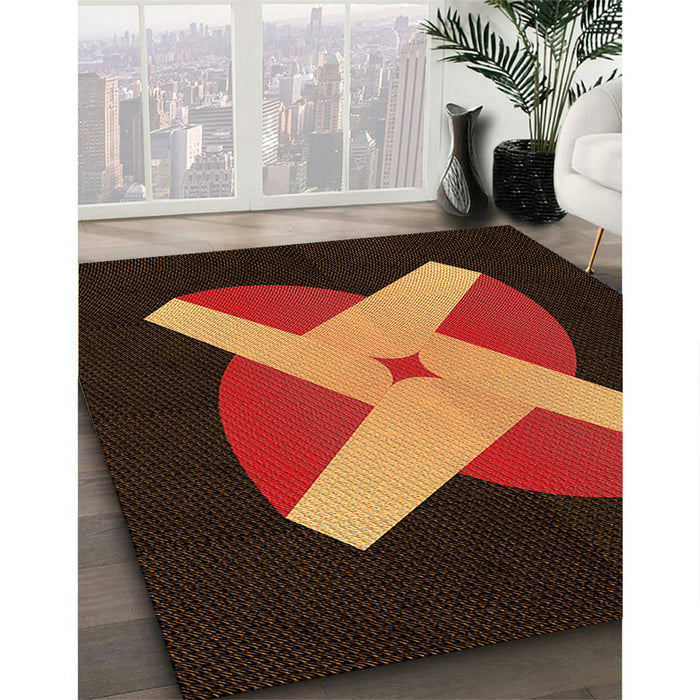 Machine Washable Transitional Dark Bisque Brown Rug in a Family Room, wshpat374org