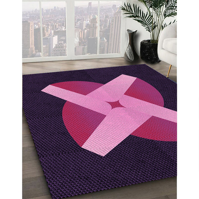 Patterned Orchid Purple Rug in Family Room, pat374pur