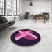 Round Patterned Orchid Purple Rug in a Office, pat374pur