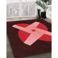Patterned Maroon Red Rug, pat374rd