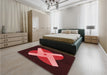 Patterned Maroon Red Rug in a Bedroom, pat374rd