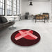 Round Patterned Maroon Red Rug in a Office, pat374rd