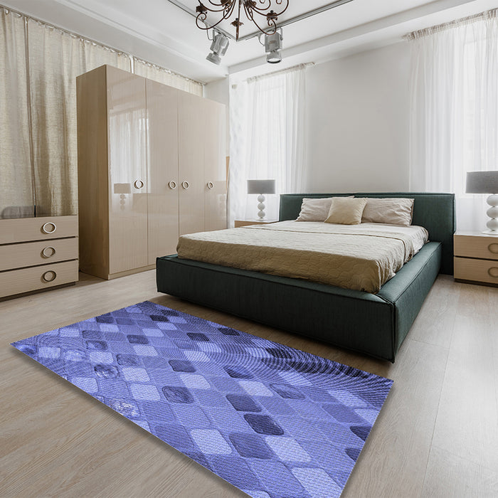 Patterned Sky Blue Rug in a Bedroom, pat3740blu
