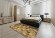 Patterned Dark Bronze Brown Rug in a Bedroom, pat3740brn