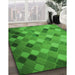 Patterned Green Rug in Family Room, pat3740grn