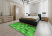 Patterned Green Rug in a Bedroom, pat3740grn