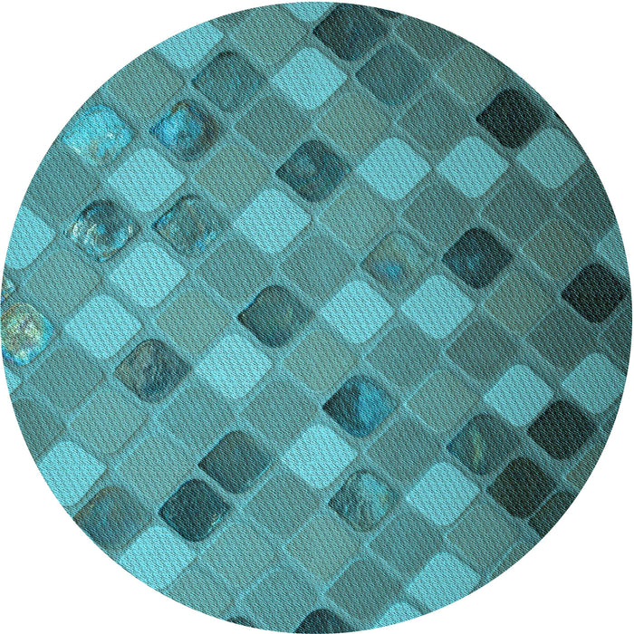 Square Patterned Dark Turquoise Green Rug, pat3740lblu