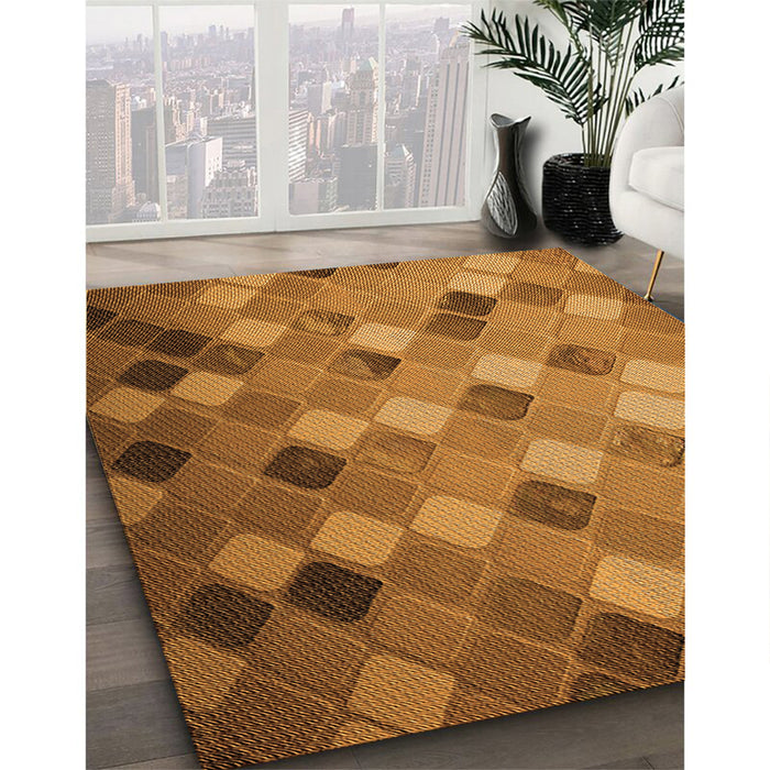 Patterned Mahogany Brown Rug in Family Room, pat3740org