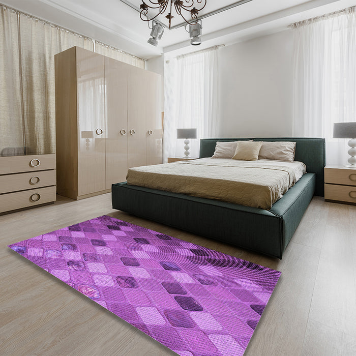 Patterned Dark Orchid Purple Rug in a Bedroom, pat3740pur