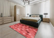 Patterned Red Rug in a Bedroom, pat3740rd