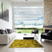 Machine Washable Transitional Yellow Rug in a Kitchen, wshpat3740yw