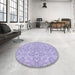 Round Patterned Purple Rug in a Office, pat3741blu